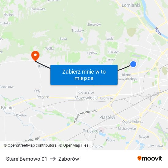 Stare Bemowo 01 to Zaborów map