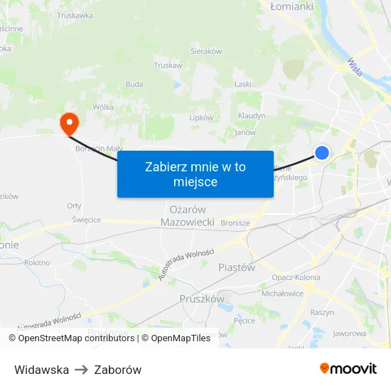 Widawska to Zaborów map