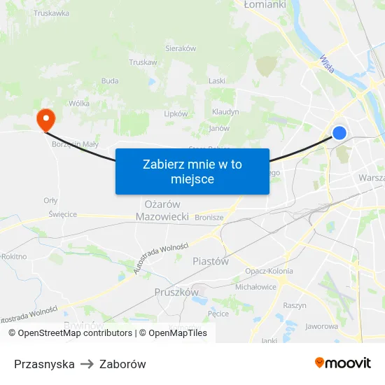 Przasnyska to Zaborów map