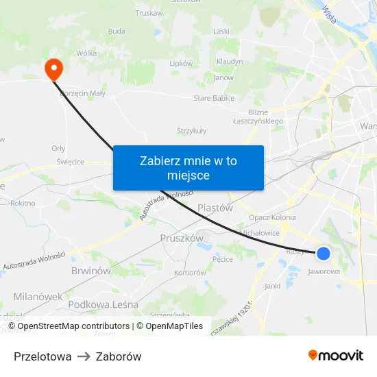 Przelotowa to Zaborów map