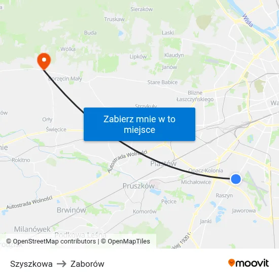 Szyszkowa to Zaborów map