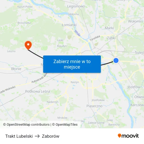 Trakt Lubelski to Zaborów map