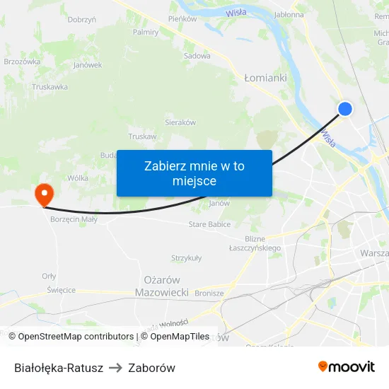 Białołęka - Ratusz to Zaborów map