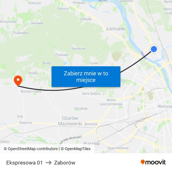 Ekspresowa to Zaborów map