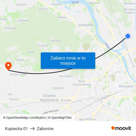 Kupiecka 01 to Zaborów map