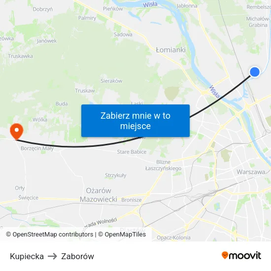 Kupiecka to Zaborów map