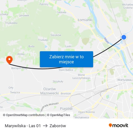 Marywilska - Las 01 to Zaborów map