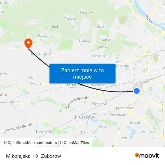 Mikołajska to Zaborów map