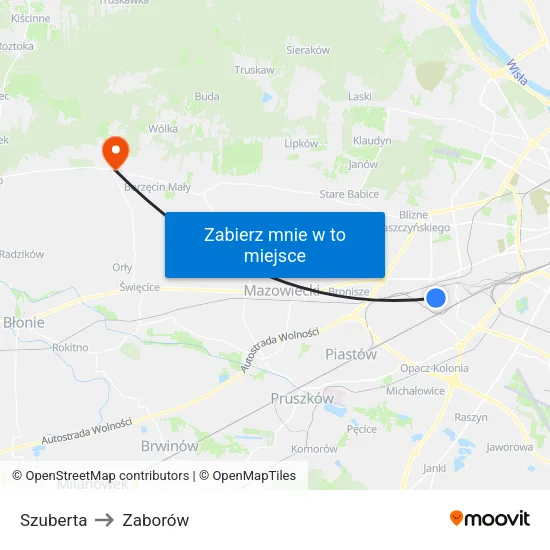 Szuberta to Zaborów map