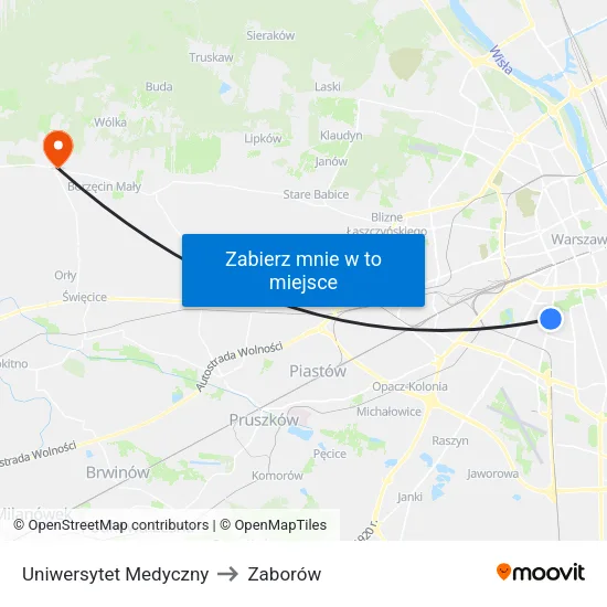 Uniwersytet Medyczny to Zaborów map