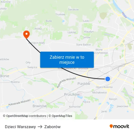 Dzieci Warszawy to Zaborów map