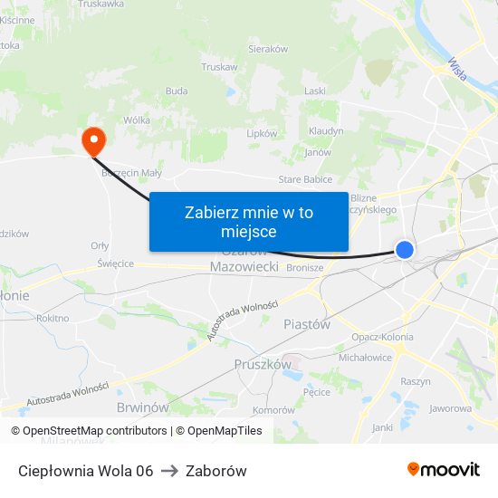 Ciepłownia Wola 06 to Zaborów map