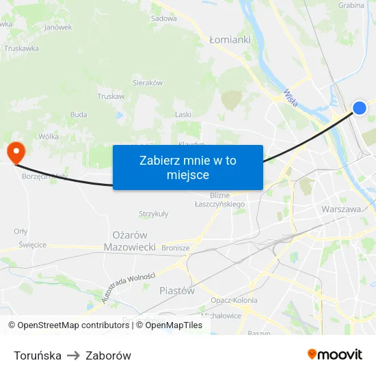 Toruńska to Zaborów map
