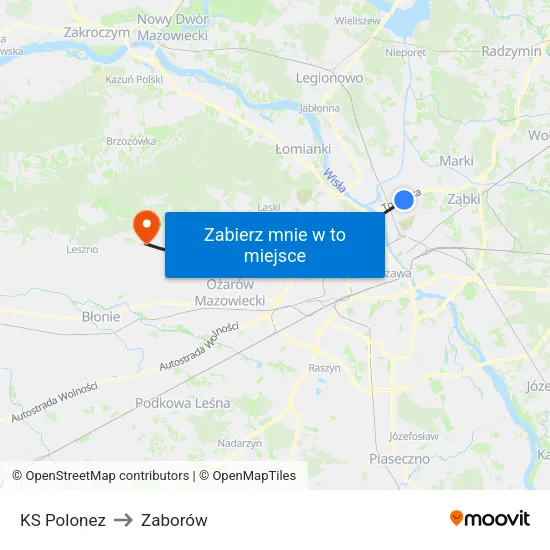 KS Polonez to Zaborów map