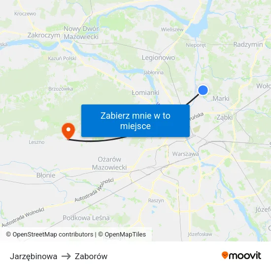 Jarzębinowa to Zaborów map
