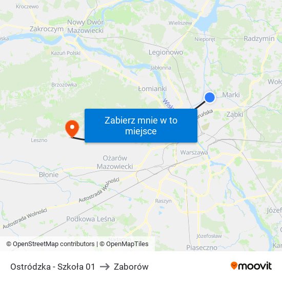 Ostródzka - Szkoła 01 to Zaborów map