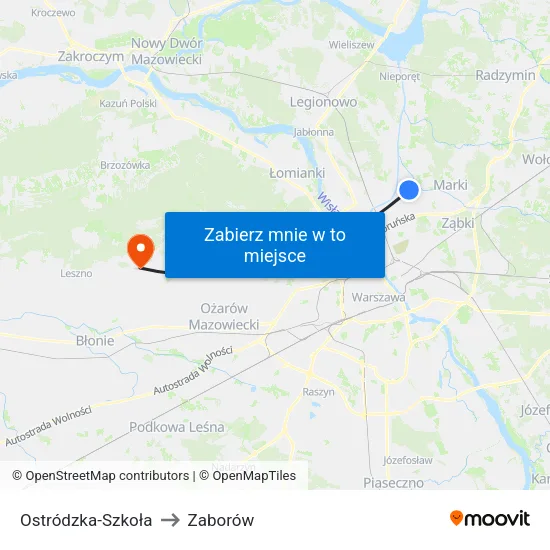 Ostródzka - Szkoła to Zaborów map