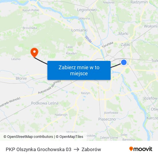 PKP Olszynka Grochowska 03 to Zaborów map