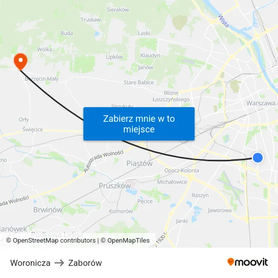 Woronicza to Zaborów map