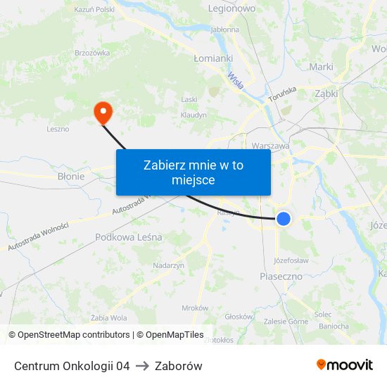 Centrum Onkologii to Zaborów map