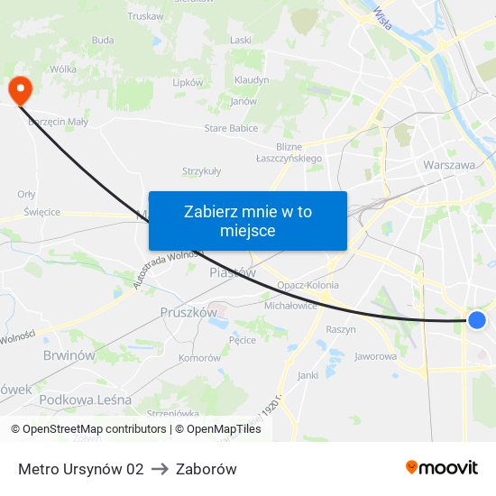 Metro Ursynów 02 to Zaborów map