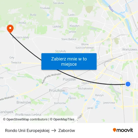 Rondo Unii Europejskiej to Zaborów map