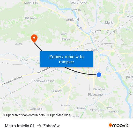 Metro Imielin 01 to Zaborów map