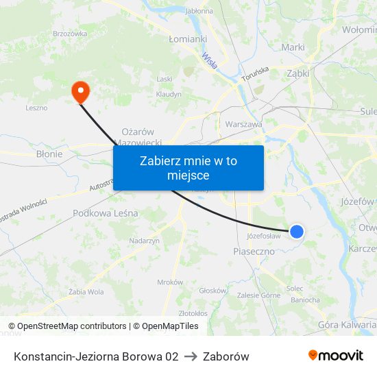 Konstancin-Jeziorna Borowa 02 to Zaborów map