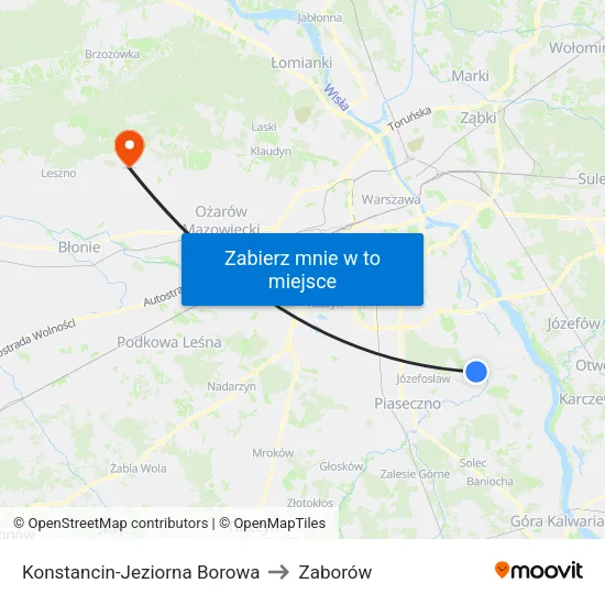 Konstancin-Jeziorna Borowa to Zaborów map