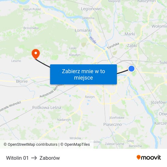 Witolin to Zaborów map