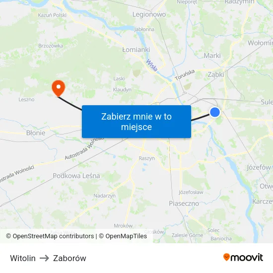 Witolin to Zaborów map