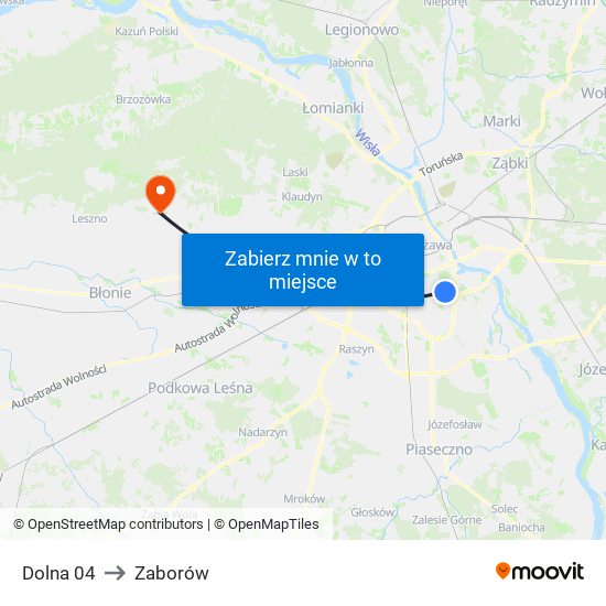 Dolna to Zaborów map