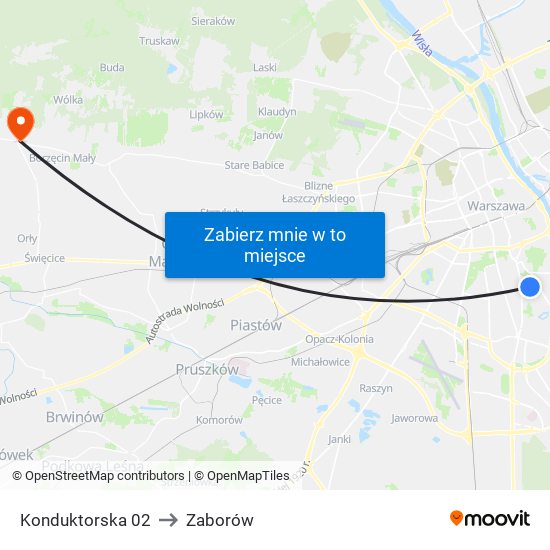 Konduktorska 02 to Zaborów map