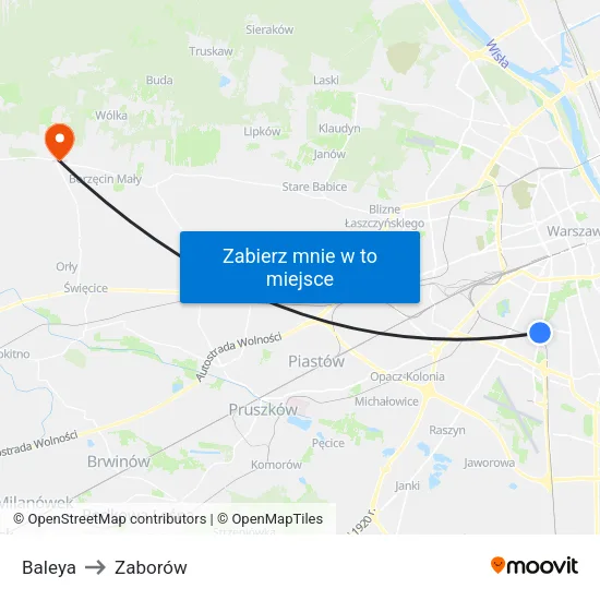 Baleya to Zaborów map