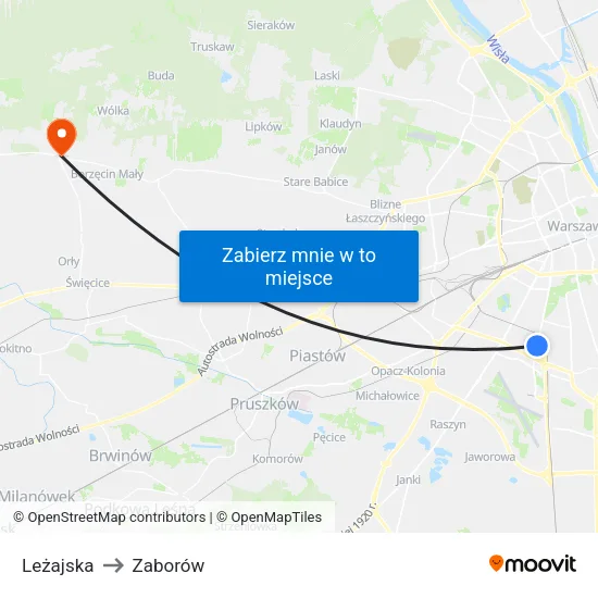 Leżajska to Zaborów map