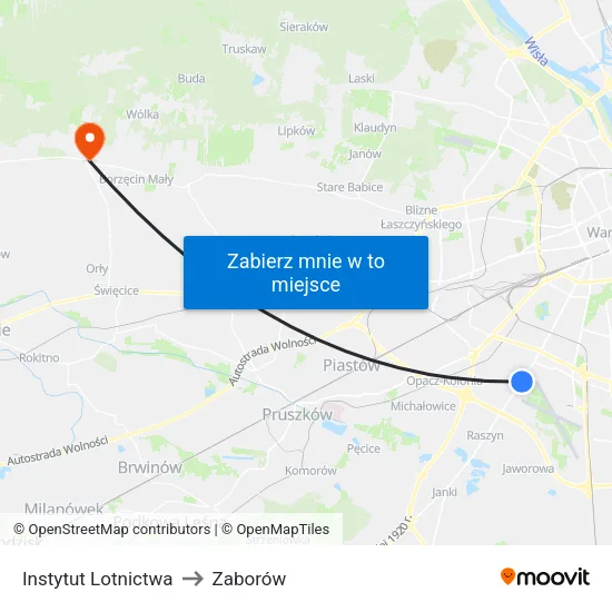 Instytut Lotnictwa to Zaborów map