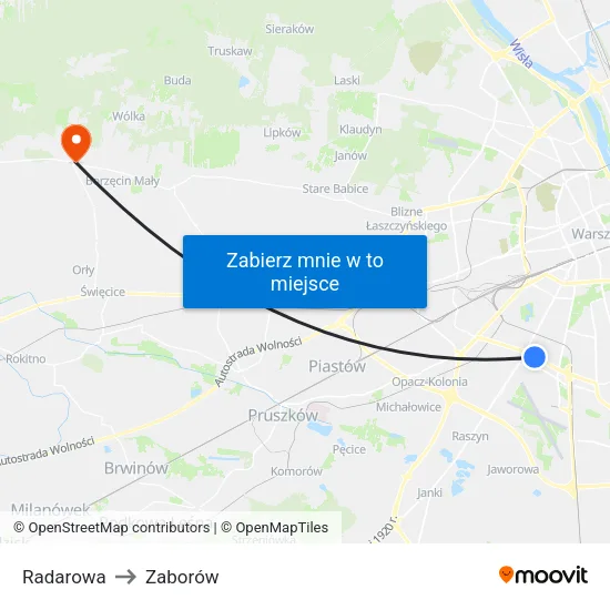 Radarowa to Zaborów map