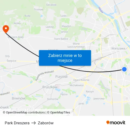 Park Dreszera to Zaborów map