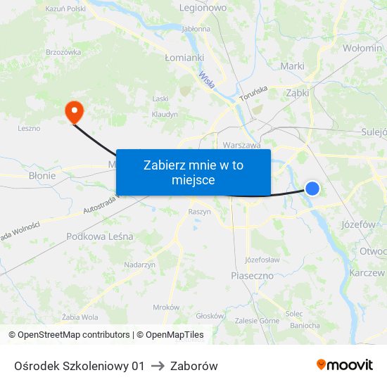 Ośrodek Szkoleniowy 01 to Zaborów map