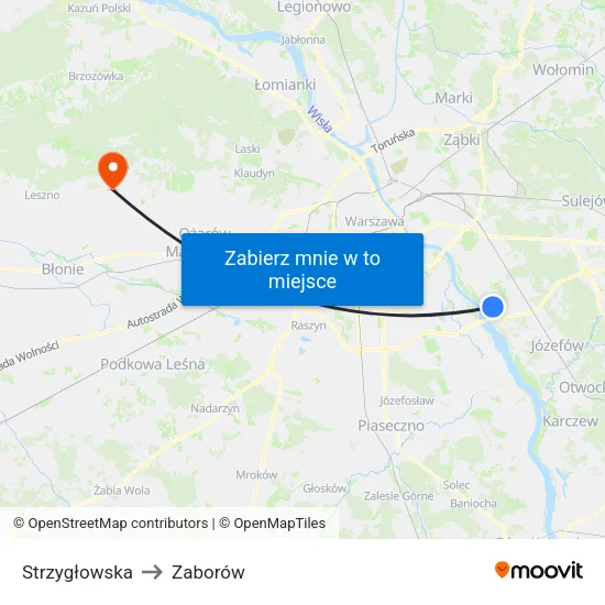 Strzygłowska to Zaborów map