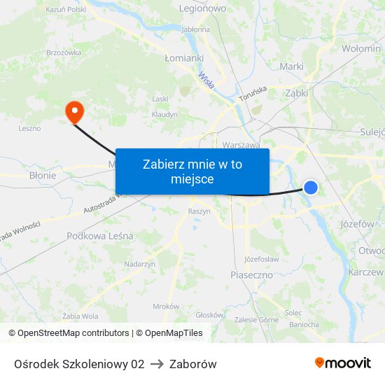 Ośrodek Szkoleniowy 02 to Zaborów map