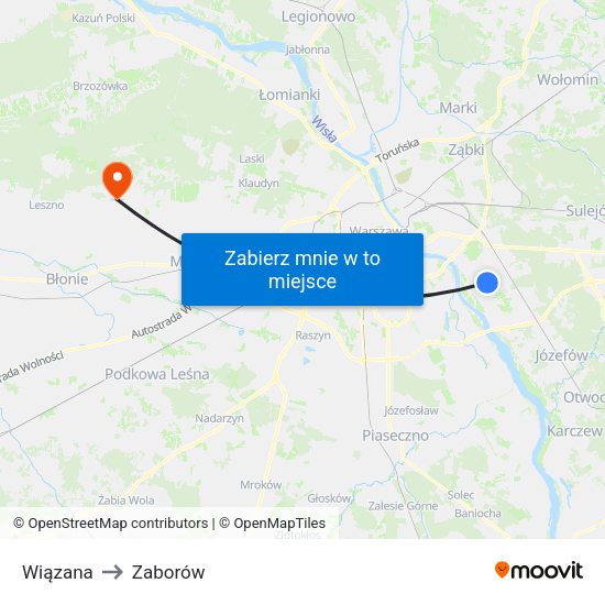 Wiązana to Zaborów map