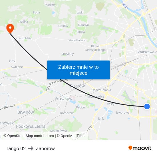 Tango to Zaborów map