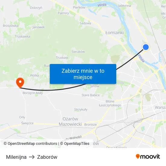 Milenijna to Zaborów map