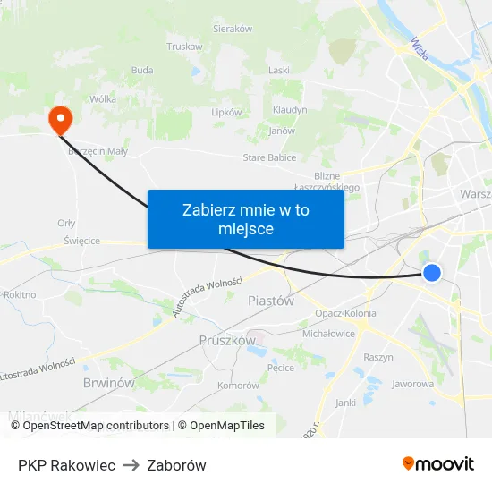 PKP Rakowiec to Zaborów map