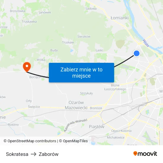 Sokratesa to Zaborów map