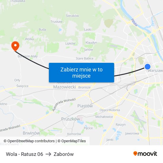 Wola - Ratusz 06 to Zaborów map