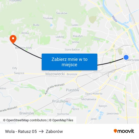 Wola - Ratusz 05 to Zaborów map