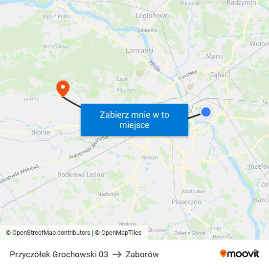 Przyczółek Grochowski to Zaborów map