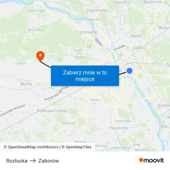 Rozłucka to Zaborów map